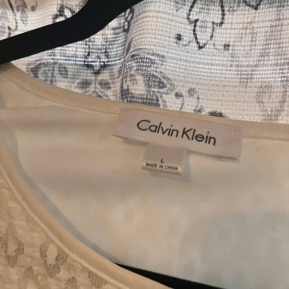Calvin Klein White Lace Long Sleeve Top Size Large - Picture 7 of 7